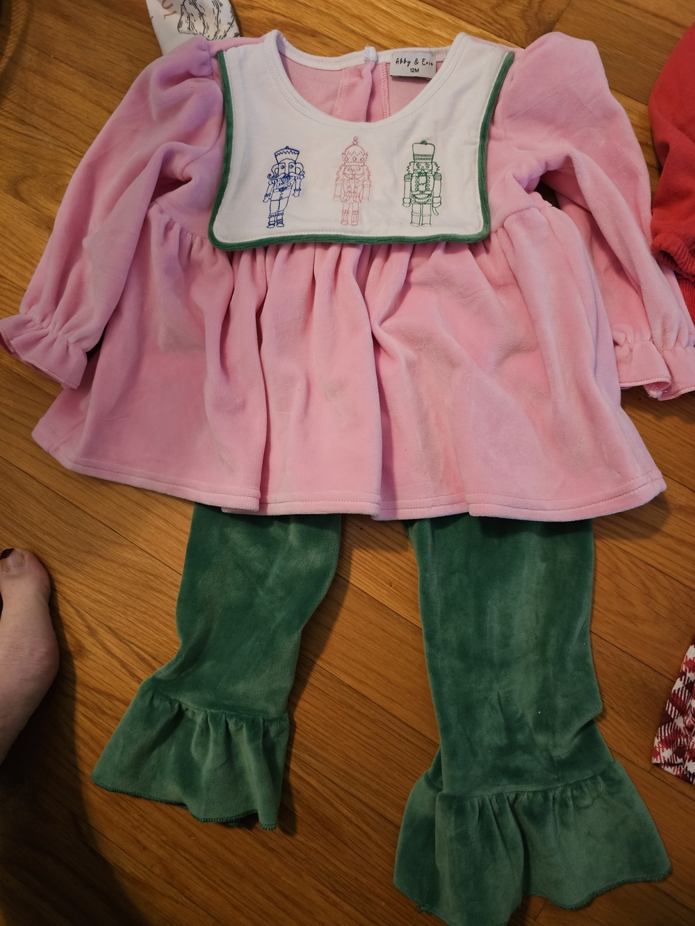 Pink Nutcracker Tunic and Green Ruffle Pants Kids Costume